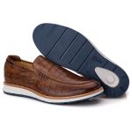 Loafer Elite Couro Premium Croco Castor 