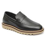Sapato Masculino Loafer Tratorado Couro Roma Premium Liso Preto 