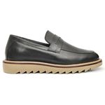 Sapato Masculino Loafer Tratorado Couro Roma Premium Liso Preto 