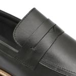 Sapato Masculino Loafer Tratorado Couro Roma Premium Liso Preto 