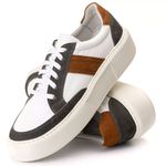 Sapato Casual Masculino Everest Branco Castor e Preto 