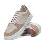 Tenis Masculino Confort Off White Camurça Areia Fly Castor Sola Rio