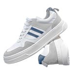 Tenis Masculino 30010 Confort Branco Camurca Areia Confort Offwhite Fly Marinho Rio Gelo