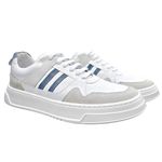 Tenis Masculino 30010 Confort Branco Camurca Areia Confort Offwhite Fly Marinho Rio Gelo