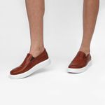 Slip On Masculino Em Couro Milão Castor