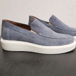 Slip On Masculino Em Couro Milão Camurça Azul Bebê.