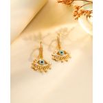 BRINCO ARGOLINHA CRAVEJADA OLHO GREGO - FOLHEADO A OURO 18K