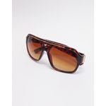Óculos De Sol Unissex: Tartaruga Com Detalhe Bronze e Preto Com Detalhe Prata Em Acetato
