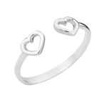 ANEL REGULÁVEL COM DOIS CORAÇÕES PRATA 925