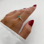 ANEL SOLITÁRIO ZIRCÔNIA VERDE TURMALINA PRATA 925