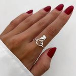 ANEL MÃO CORAÇÃO CRAVEJADO ZIRCÔNIA CRISTAL PRATA 925