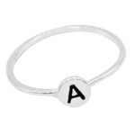 ANEL REDONDO LETRA A PRATA 925
