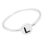 ANEL REDONDO LETRA L PRATA 925