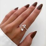 ANEL REGULÁVEL LETRA CRAVEJADO ZIRCÔNIA CRISTAL PRATA 925