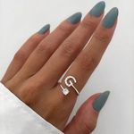 ANEL REGULÁVEL LETRA CRAVEJADO ZIRCÔNIA CRISTAL PRATA 925