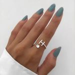 ANEL REGULÁVEL LETRA CRAVEJADO ZIRCÔNIA CRISTAL PRATA 925