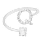 ANEL REGULÁVEL LETRA CRAVEJADO ZIRCÔNIA CRISTAL PRATA 925