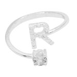ANEL REGULÁVEL LETRA CRAVEJADO ZIRCÔNIA CRISTAL PRATA 925