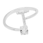 ANEL REGULÁVEL LETRA CRAVEJADO ZIRCÔNIA CRISTAL PRATA 925