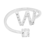 ANEL REGULÁVEL LETRA CRAVEJADO ZIRCÔNIA CRISTAL PRATA 925