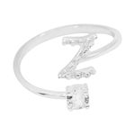 ANEL REGULÁVEL LETRA CRAVEJADO ZIRCÔNIA CRISTAL PRATA 925