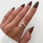 ANEL REGULÁVEL LETRA CRAVEJADO ZIRCÔNIA CRISTAL PRATA 925