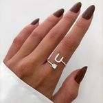 ANEL REGULÁVEL LETRA CRAVEJADO ZIRCÔNIA CRISTAL PRATA 925