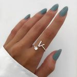 ANEL REGULÁVEL LETRA CRAVEJADO ZIRCÔNIA CRISTAL PRATA 925