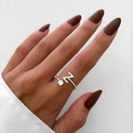 ANEL REGULÁVEL LETRA CRAVEJADO ZIRCÔNIA CRISTAL PRATA 925