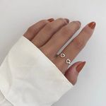 ANEL REGULÁVEL COM DOIS CORAÇÕES PRATA 925