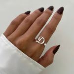 ANEL LETRA D REGULÁVEL ZIRCÔNIA CRISTAL PRATA 925