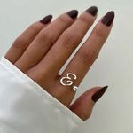 ANEL REGULÁVEL LETRA E ZIRCÔNIA CRISTAL PRATA 925