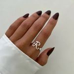 ANEL LETRA R REGULÁVEL ZIRCÔNIA CRISTAL PRATA 925