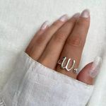 ANEL LETRA W ZIRCÔNIA CRISTAL PRATA 925