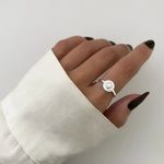 ANEL PEDRA CABOCHÃO BRANCA ZIRCÔNIA CRISTAL PRATA 925