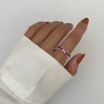 ANEL CORAÇÃO ZIRCÔNIA ROSA PRATA 925