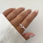 ANEL CORAÇÃO ZIRCÔNIA ROSA CLARO E CRISTAL PRATA 925