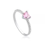 ANEL CORAÇÃO ZIRCÔNIA ROSA CLARO E CRISTAL PRATA 925