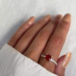 ANEL QUADRADO ZIRCÔNIA VERMELHA PRATA 925