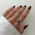 ANEL GOTA INDIANA PEDRA CABOCHÃO PRETA PRATA 925