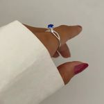 ANEL ZIRCÔNIA AZUL ESCURO PRATA 925