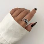 ANEL INDIANO FLOR DE LÓTUS PRETO PRATA 925