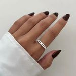 ANEL DOIS FIOS CRAVEJADO ZIRCÔNIA CRISTAL CORAÇÃO LISO PRATA 925