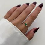 ANEL SOLITÁRIO ZIRCÔNIA VERDE PRATA 925