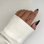 ANEL SOLTÁRIO ZIRCÔNIA VERMELHA PRATA 925