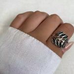 ANEL FOLHA INDIANO PRATA 925