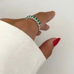 ANEL CORAÇÕES COM ZIRCÔNIA VERDE PRATA 925