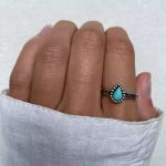 ANEL PEDRA GOTA TURQUESA PRATA 925