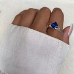 ANEL SOLITÁRIO ZIRCÔNIA AZUL PRATA 925