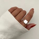 ANEL QUADRADO LISO PRATA 925